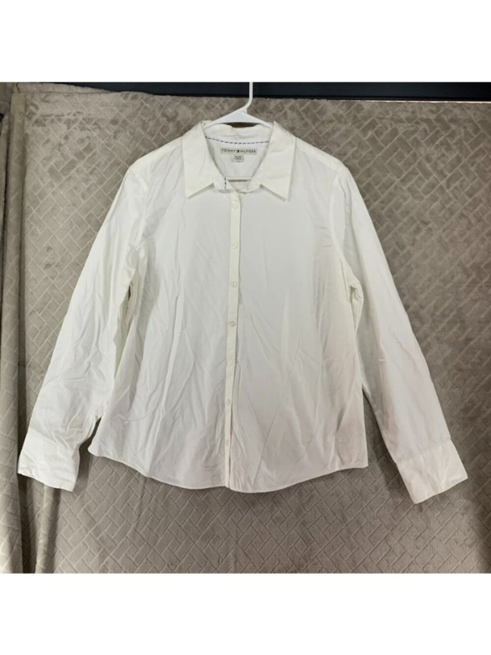 Tommy Hilfiger Shirt Womens XL White Button-Up Long Sleeve 100% Cotton Work Wear